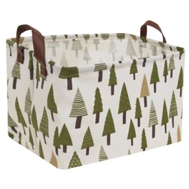 Sanjiaofen Rectangular Canvas Storage Bins,Waterproof Storage Basket,Collapsible Tree Organizer Bin with Handles for Clothes Storage,Book Bag (Tree)