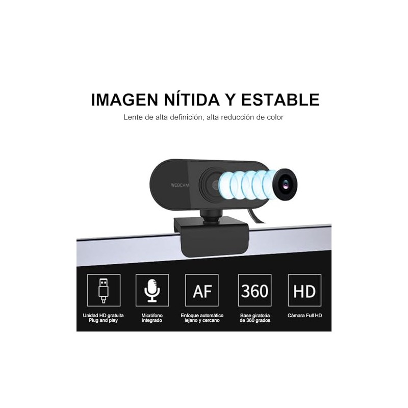 Cámara Web HD 1080P, Webcam con Microfono para PC, Camara