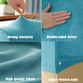 XIEHUZA Armrest Covers, Set of 2 Stretch Armchair Couch Armrest Chair Covers Anti-Slip Sofa Chair Velvet Arm Caps for Chair Furniture Protector Sofa Couches Recliner (Blue)