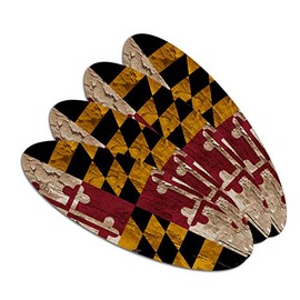 Rustic Distressed Maryland State Flag Double-Sided Oval Nail File Emery Board Set 4 Pack