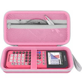 Baval Hard Calculator Carrying Case Compatible with Texas Instruments TI-84 Plus CE/TI-Nspire CX II CAS Calculator(Pink Case,White Zipper)