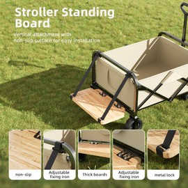 Wagon Stroller Standing Board, Anti Slip Wooden Stroller Station Board, Suitable for All 2-Seat & 4-Seater Wagon Strolle (Square B)
