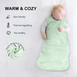MEXXI Sleep Sack 1.0 TOG, Rayon Made from Bamboo Sleep Sack 0-6 Months, Ultra Soft Wearable Blanket for Baby with 2-Way Zippers (Pistacho Green)
