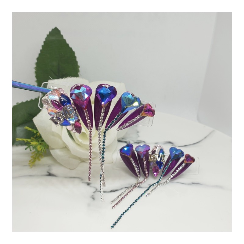 ❣High quality Sexy heart handmade nail tips - Long round