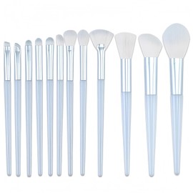 Jindizi Soft Fluffy 12-Piece Makeup Brush Set with Sponge - Premium Foundation/Powder/Eyeshadow Blending Brushes Complete Beauty Kit with Portable Pouch (blue)