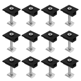 M METERXITY 12-Pack Solar Panel Mount Mid Clamps 40mm t Center Clips Corrosion-Free Aluminum Anodized Solar Panel Center Clamp for Roof/Wall/Boat/RVs Solar Panel Mounting Brackets [Black]