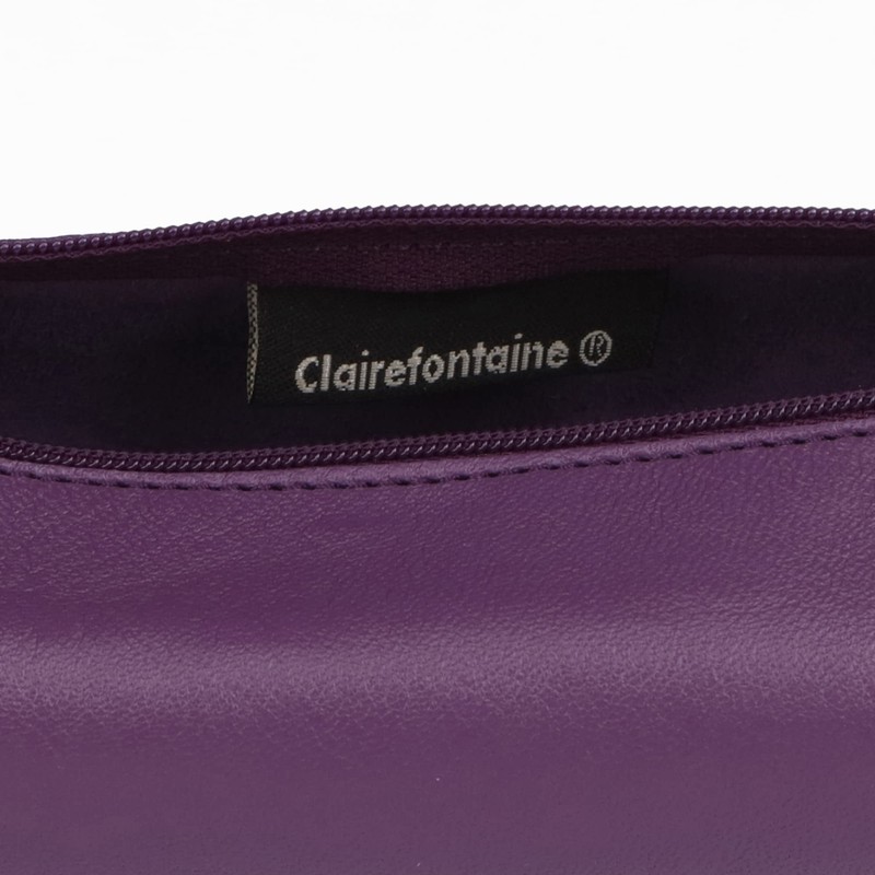 Clairefontaine 410163C Pencil Case Round Lambskin Leather Diameter 5.5 x