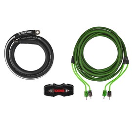 DS18 AKIT0.GR 0-GA Amplifier Installation Wiring Kit with Fuse Holder 250A, Up to 3500 Watts RMS, Ultra Flex Wire, Amp Wire Kit, Amp Wiring Kit 0 Gauge - Green