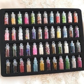 Super Nail Shop Glitter Sequin Parts 48-Color Set DIY School / 슈퍼 네일샵 글리터 스팽글 파츠 48색 세트 셀프 학교