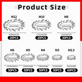 330 Pcs Stainless Steel Washers Assorted Set – Internal Tooth Lock Washers for Electrical & Mechanical Fastening, Anti-Loosening Kit