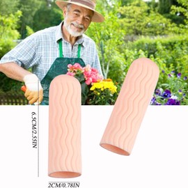 10 Pcs Silicone Finger Protectors, Gel Finger Support, Finger Sleeves Finger Caps for Finger Arthritis, Trigger Finger, Corn Blister, Friction and Rubbing. (Beige)