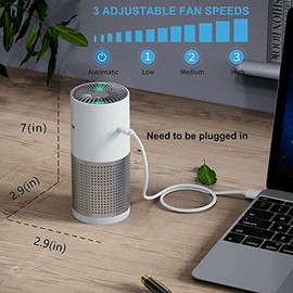 An Purificador de aire para automóvil con filtro HEPA, purificador de aire de escritorio con fuente de suministro USB tipo C, mini purificador de...  