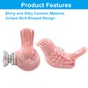 HARSKIYER Bird Shape Ceramic Knobs, 2 Pack Pink Cute Cabinet