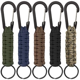 SENHAI 5 Piezas llaveros de Paracord con mosquetón, Clip de Gancho de Anillo de cordón Trenzado para Llaves Cuchillo Linterna al Aire Libre Camping - 5 Colores