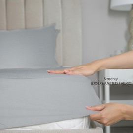 Dormlony Muslin Cotton Twin XL Fitted Sheet Set,Soft and Breathable 2 Piece (1 Fitted Sheet, 1 Pillowcase) Deep Pocket Bed Sheet (Grey)