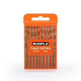 Gunpla Cobalt Drill Bits 4.5mm 10-Pieces, M35 HSS Metric Straight Shank Jobber Drill Bit Set with Plastic Case for Hardened Stainless Steel, Metal, Aluminium, Tile, Wood, Plastic and Cast Iron…