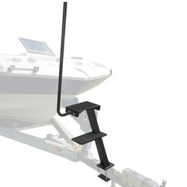 OUTPRIZE Boat Trailer Step, Heavy Duty Steel 2 Steps Ladder for Boat Trailer Tongue with Left or Right Adjustable Handrail, 450lbs Capacity, Black