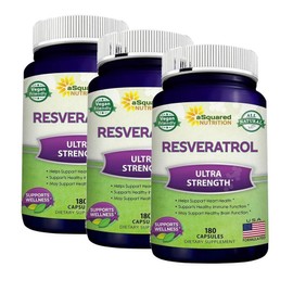 aSquared Nutrition 100% Natural Resveratrol 1000mg Ultra Strength Capsules aSquared Nutrition Resveratrol, 3 Count / 에이스퀘어드 뉴트리션 100% 내추럴 레스베라트롤 1000mg 울트라 스트렝스 캡슐 aSquared Nutrition Resveratrol, 3개
