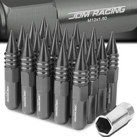 60mm Aluminum M12 x 1.5 6-Point 25mm OD Gun Metal 20 Lug Nuts with 47mm Caps Adapter, Gold
