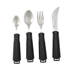 Behrend Flex 4 Piece Flexible Bendable Cutlery Set Rubber Handle Non-Slip