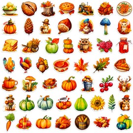 2024 Thanksgiving Stickers Pack, 200Pcs Cute Thanksgiving Pumpkins Vinyl Waterproof Stickers for Water Bottles Envelopes Scrapbooking Crafts, Fall Thanksgiving Day Gifts Stickers for Kids Adults Teens