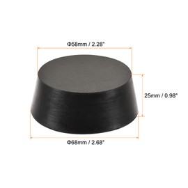 sourcing map Rubber Tapered Plug 58mm to 68mm Solid Test Tubes Bungs Stopper Black for Lab Home