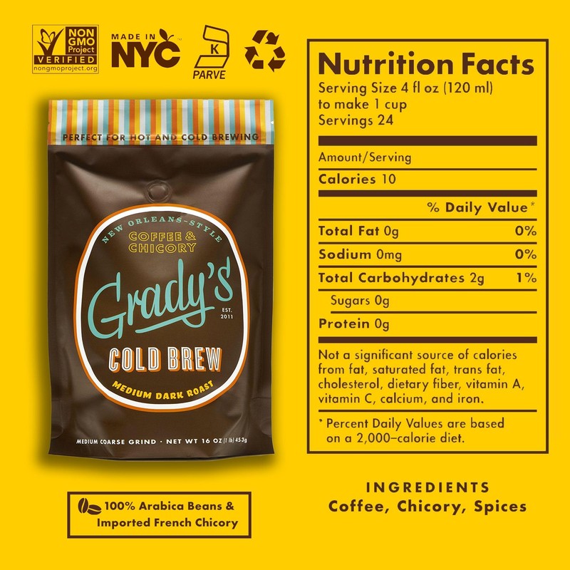 GRADY'S COLD BREW, New Orleans Style, 100% Arabica Medium Dark