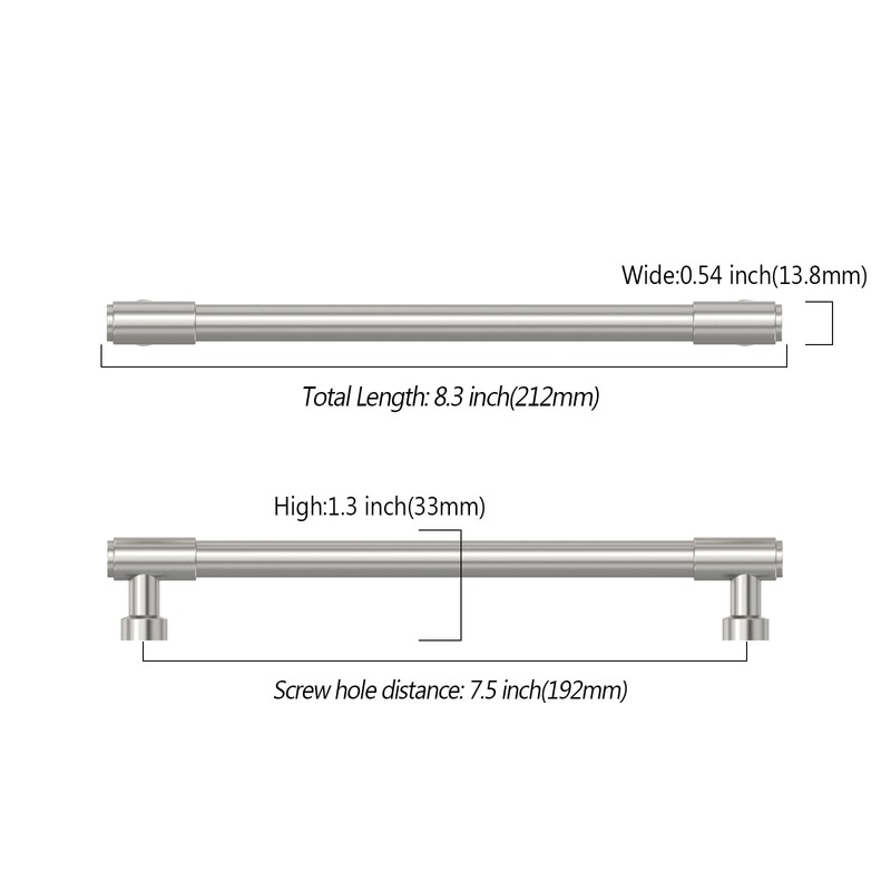 Asidrama 10 Pack 7.5 Inch(192mm) Brushed Satin Nickel Cabinet pulls