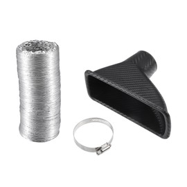 A ABSOPRO Air Intake Duct, Front Bumper Car Square Brake Air Duct with Extendable Flexible Hose and Plastic and Aluminium Hose Band, 1 Set