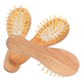 Baluue 1set Mini Hairbrush Wooden Combs Portable Travel Brush Hair Oil Distributor Hair Massager for Lengths