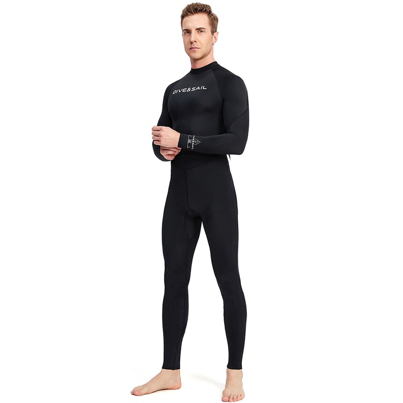 Men One Piece Swimsuit with Back Zipper Quick Dry Long