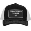 Conditioner Tender AF - Leather Black Patch Engraved Trucker Hat,