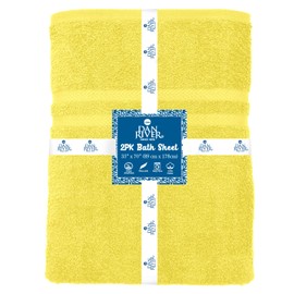 DAN RIVER Luxury Jumbo Bath Sheets 2 Piece – 550 GSM (35x70 Inches) 100% Cotton Highly Absorbent and Quick Dry Bath Towel Set – Super Soft Towels for Bathroom, Hotel, Spa, Yellow