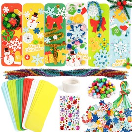 BOOMTOP Christmas Craft Set Children 18 Christmas Bookmarks Foam Rubber Stickers 364 Pieces Christmas Decoration Snowflake Stickers for Crafts Glitter Foam Sticker DIY Snowman Gift Idea