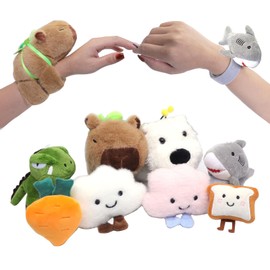 8 Pcs Slap Bracelets Stuffed Animal for Kids, Plush Animal Snap Bracelets Cutie Cuff Sticky Rolls Bracelet Huggers Toy Wrist for Girls Boys Child Gift Party Favors Birthday(style B)