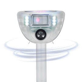 Solar Ultrasonic Animal Repeller with Motion Sensor – Outdoor Waterproof Pest Deterrent for Birds, Cats, Squirrels, Deer – Adjustable Frequencies, Flashing LED, Alarm & Bluetooth App Control