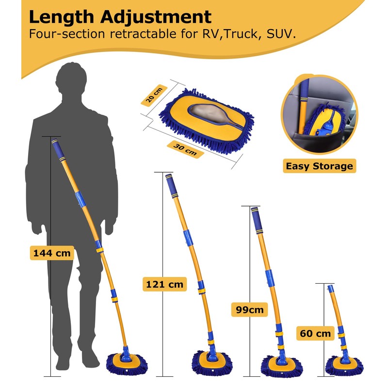 anngrowy 56.7" Car Wash Brush Mop Kit Mitt Sponge with