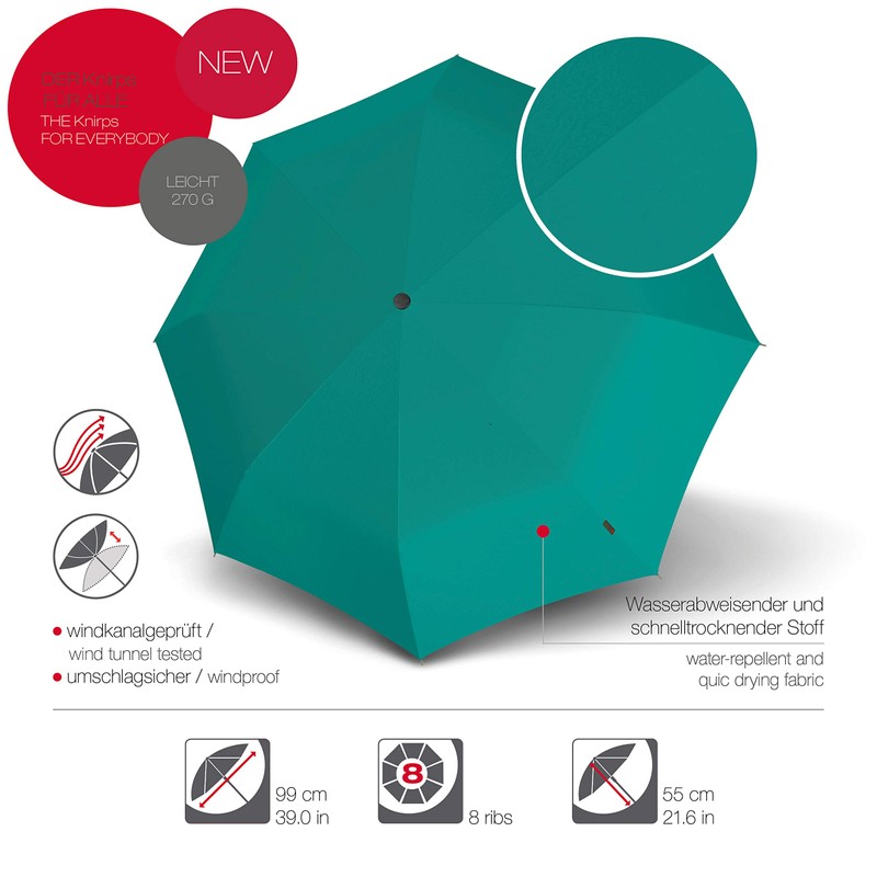 Knirps A.050 Medium Manual Pocket Umbrella - Compact and Stormproof