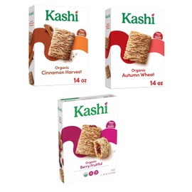 Cold Breakfast Cereal Variety Pack byKashi- Family Breakfast - Organic Fiber Cereal - Cinnamon Harvest & Autumn Wheat & Berry Fruitful - Pack of 3