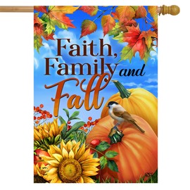 Faith Family and Fall Double Sided House Flag 40" x 28" Briarwood Lane
