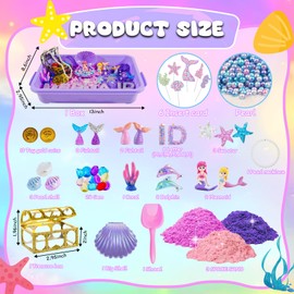 Bbiamsleep Mermaid Sensory Bin, Ocean Sand Kit with Color Sand Mermaid Sensory Kit for Birthday Party