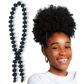 Bunzee Bands - Diadema para cabello grueso y rizado Tamaño ajustable para la coleta perfecta, moños, alto puff y updos – patente pendiente [1 paquete], Negro