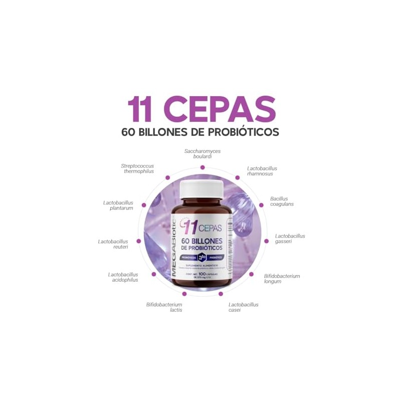 Megabiotic Probióticos Billones Cepas 100 Cápsulas 570mg Porción