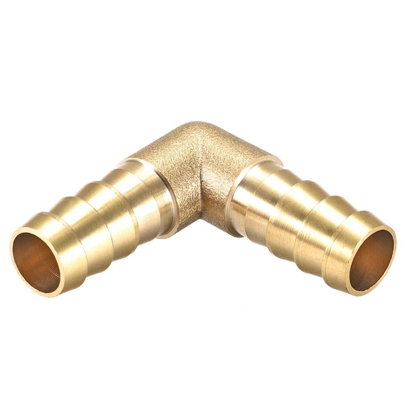 sourcing map 12 mm Barbed Brass Hose 90° Angle Pipe