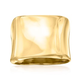 Ross-Simons Italian 18kt Gold Over Sterling Asymmetrical Square-Top Ring. Size 6