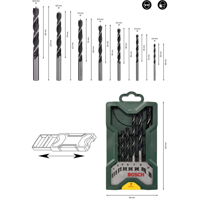 Bosch 2607019580 X-Line Prom_Mini wood drill bit set 7-piece