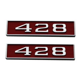 2Pcs 428 Emblems 428ci Engine Block 7.0 Liter Hood Scoop Badge 3D Decals Stickers Cars Trucks (Chrome Red)