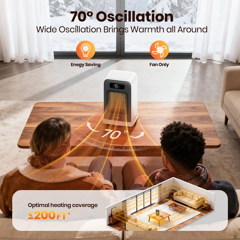 FLANUR Space Heaters for Indoor Use, 1500W Small Desk Heater