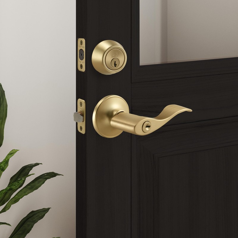 Design House Single Cylinder 2-Way Round Corner Deadbolt with Latch