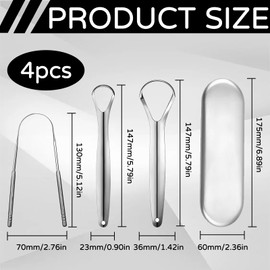 1 Stück Langueschaber mit Schutzhülle, 3-in-1-Set – Zungenschaber aus hochwertigem Edelstahl für Erwachsene, Zungenbürste, Reiniger und Waschmaschine, für Mundhygiene und frischen Atem.